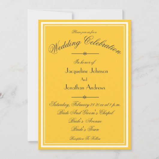 Sunny Yellow All In One RSVP Email Website Wedding Einladung (Vorderseite)
