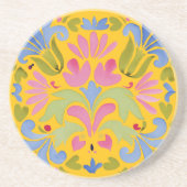 Sunny Yellow and Blue Summer Floral Getränkeuntersetzer (Vorne)