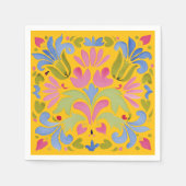 Sunny Yellow and Blue Summer Floral Serviette (Vorderseite)