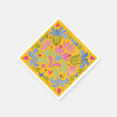 Sunny Yellow and Blue Summer Floral Serviette (Ecke)
