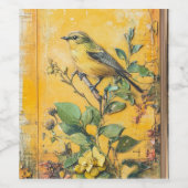 Sunny Yellow Bird Junk Journal Weinetikett (Einzelnes Label)