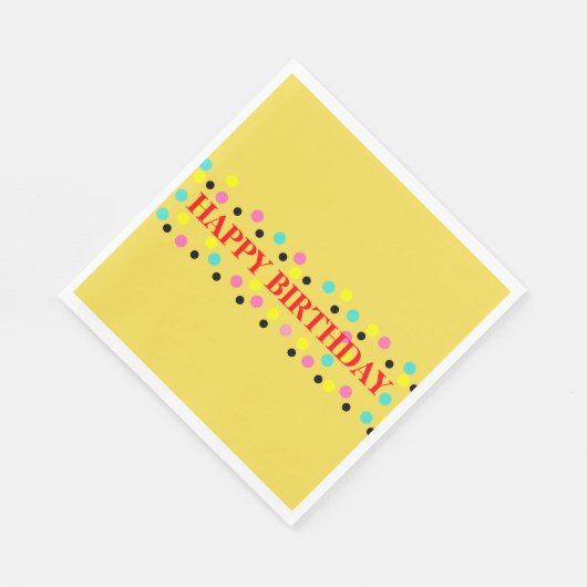 Sunny Yellow Birthday Polka Dots Serviette (Ecke)
