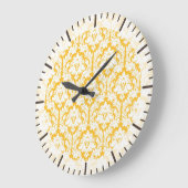 Sunny Yellow Damask Große Wanduhr (Winkel)