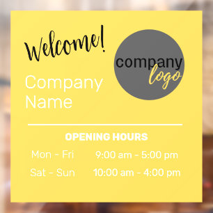 SUNNY YELLOW EYE-CATCHING BUSINESS WELCOME DECAL. FENSTERAUFKLEBER