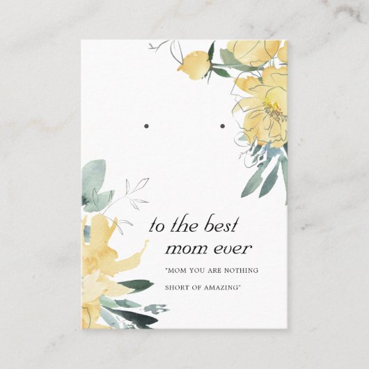 SUNNY YELLOW FLORAL MAMA GIFT EARRING DISPLAY CARD PLATZKARTE (Vorderseite)