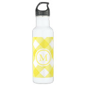 Sunny Yellow Gingham Monogram Edelstahlflasche (Vorderseite)