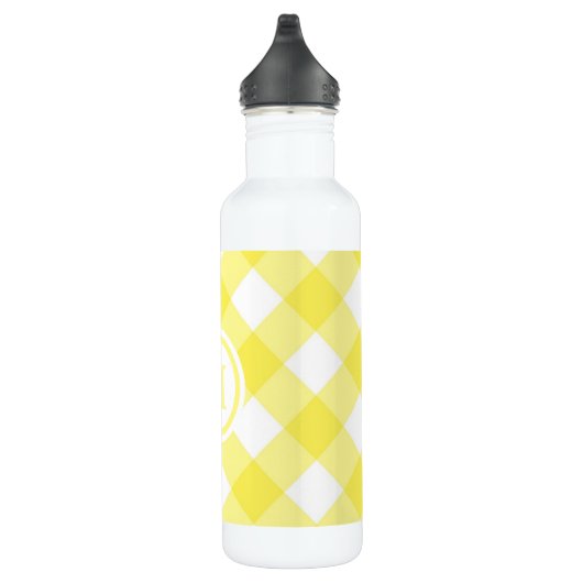 Sunny Yellow Gingham Monogram Edelstahlflasche (Rechts)