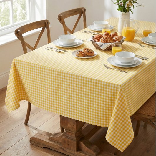 Sunny Yellow Gingham Plaid Farmhouse Cottage Tischdecke