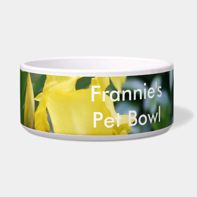 Sunny Yellow Irises Floral PERSONALIZE Pet Napf (Rechts)