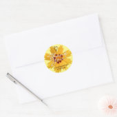 Sunny Yellow Lila Blume Blossom Danke Label Runder Aufkleber (Umschlag)