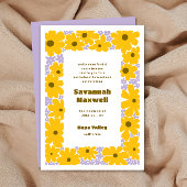 Sunny Yellow Lilac Groovy Blooms Boho Bachelorette Einladung