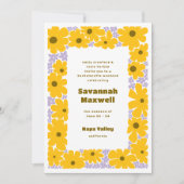 Sunny Yellow Lilac Groovy Blooms Boho Bachelorette Einladung (Vorderseite)