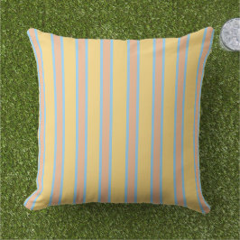 Sunny Yellow, Orange & Light Blue Striped  Kissen