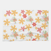 Sunny Yellow & Pink Daisy Floral Pattern Geschirrtuch (Horizontal)