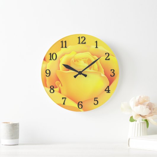 Sunny Yellow Rose Große Wanduhr (Zuhause)