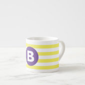 Sunny Yellow Striped Purple Monogram Espressotasse (Vorderseite Rechts)