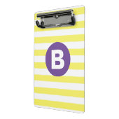 Sunny Yellow Striped Purple Monogram Mini Klemmbrett (Gewinkelt2)