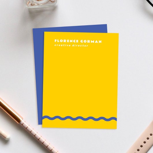 Sunny Yellow und Blue Violet Wavy Frame Personal Dankeskarte