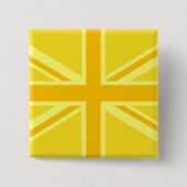 Sunny Yellow Union Jack British Flag Dekoration Button (Vorderseite)