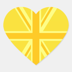 Sunny Yellow Union Jack British Flag Dekoration Herz-Aufkleber