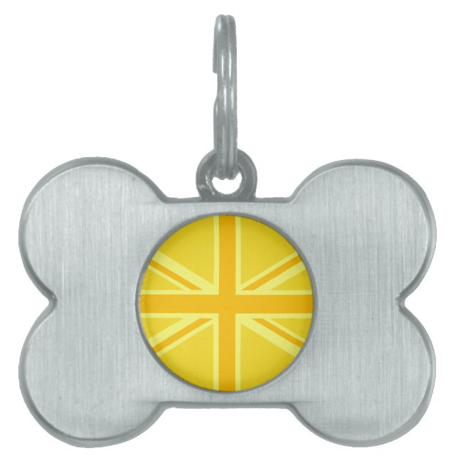 Sunny Yellow Union Jack British Flag Dekoration Tiermarke (Vorderseite)