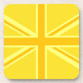Sunny Yellow Union Jack British Flag Dekoration Untersetzer (Vorderseite)