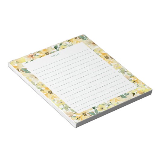 Sunny Yellow Watercolor Florals Notepad Notizblock (angewinkelt)