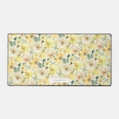 Sunny Yellow Watercolor Florals Spiral Schreibtischunterlage (Vorderseite)
