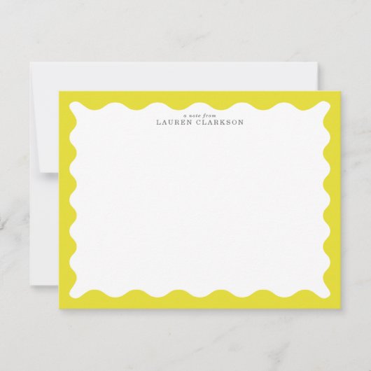 Sunny Yellow Wavy Frame Note Card Einladung (Vorderseite)