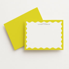 Sunny Yellow Wavy Frame Note Card Einladung