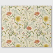 Sunny Yellow Wildflowers and Dainty Meadow Blooms Geschenkpapier (Flach)