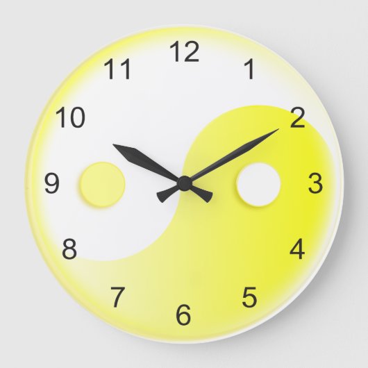 Sunny Yellow Yin & Yang Große Wanduhr (Vorderseite)