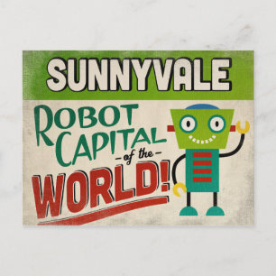 Sunnyvale California Robot - Funny Vintag Postkarte