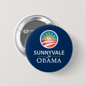 Sunnyvale für Obama-Knopf - Blau Button (Vorne & Hinten)