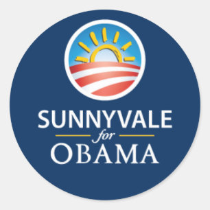 Sunnyvale für runden Aufkleber Obama - Blau