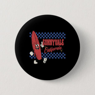 Sunnyvale Kalifornien Retro Surfer Vintage Strand Button