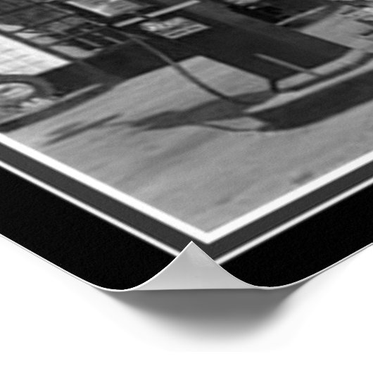 Sunoco Gas Station Schwarz & Weiß Print 13 x 19 Poster (Ecke)