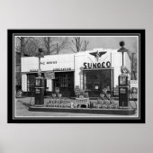 Sunoco Gas Station Schwarz & Weiß Print 13 x 19 Poster (Vorne)