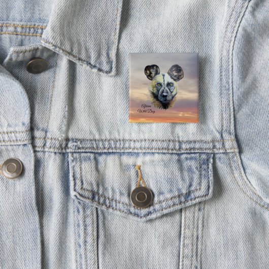 Sunrise African Wild Dog Endangered Original Button (Beispiel)