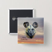 Sunrise African Wild Dog Endangered Original Button (Vorne & Hinten)