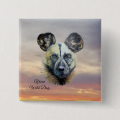 Sunrise African Wild Dog Endangered Original Button (Vorderseite)