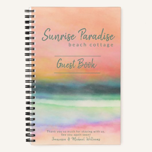 Sunrise Art Beach House Ferienwohnung Gästebuch Notizblock (Vorderseite)