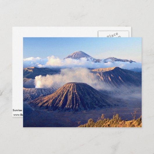 Sunrise at Mount Bromo, Java, Indonesien Postkarte (Vorne/Hinten)