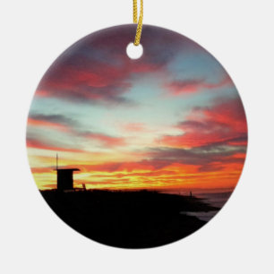 Sunrise at Newport Beach, CA Keramik Ornament