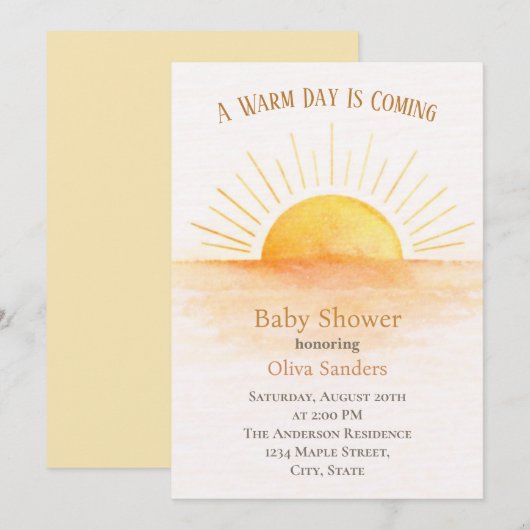 Sunrise Baby Shower Modern Einladung (Vorne/Hinten)