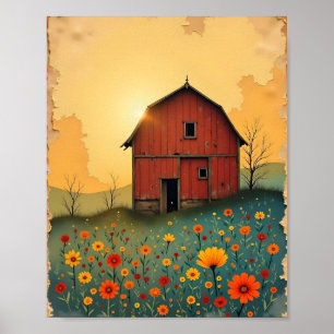 Sunrise Barn Digital Poster