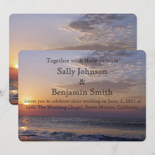 Sunrise Beach Wedding Einladung (Vorne/Hinten)