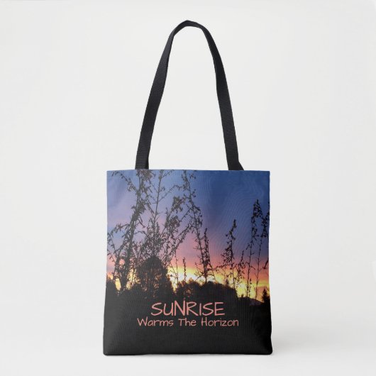 Sunrise Between Wildflower Silhouettes Reusand Tasche (Vorderseite)