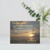 Sunrise Bible Verse Memory Card Psalm 34:18 Postkarte (Stehend Vorderseite)