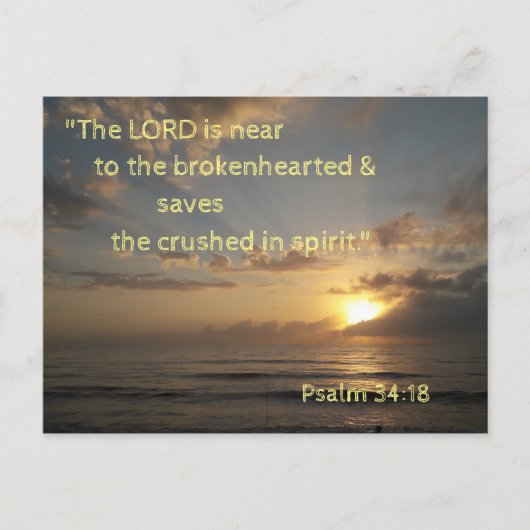 Sunrise Bible Verse Memory Card Psalm 34:18 Postkarte (Vorderseite)